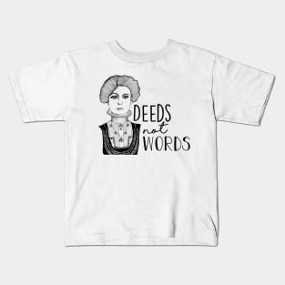 Deeds Not Words Emmeline B&W Kids T-Shirt
